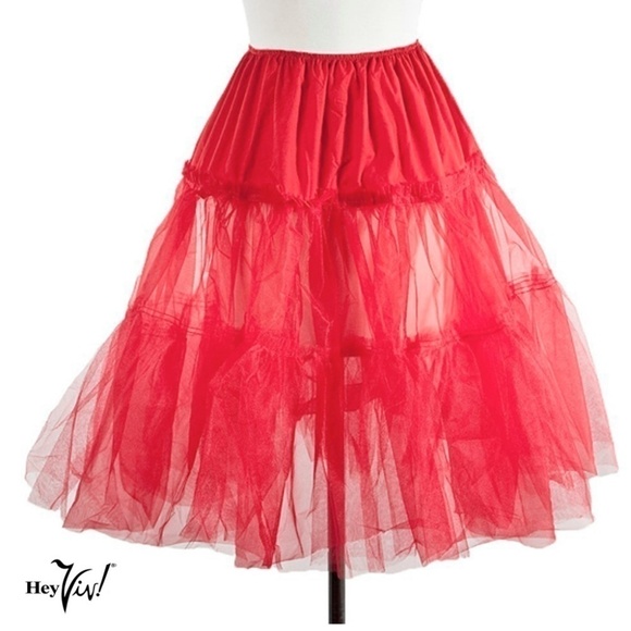 Adult Red Net Crinoline Full 50s Style Retro Petticoat W26-36" Sz M/L - Hey Viv - Picture 2 of 3